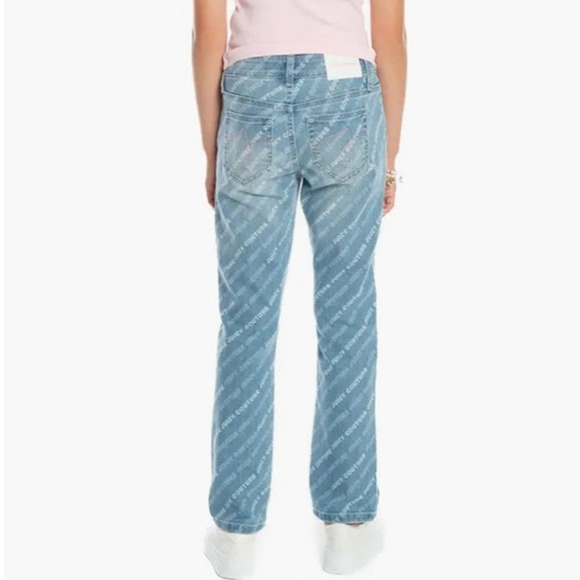 Juicy Couture Kids All Over Print Straight Jean Girls 12 Med Wash Stretch Denim - Picture 3 of 12